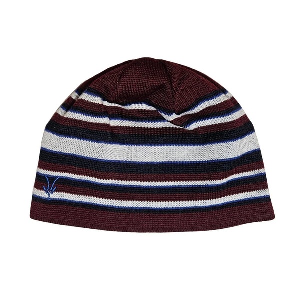 ibex Accessories - Ibex Women's Merino Wool Winter Beanie Hat Striped Burgundy